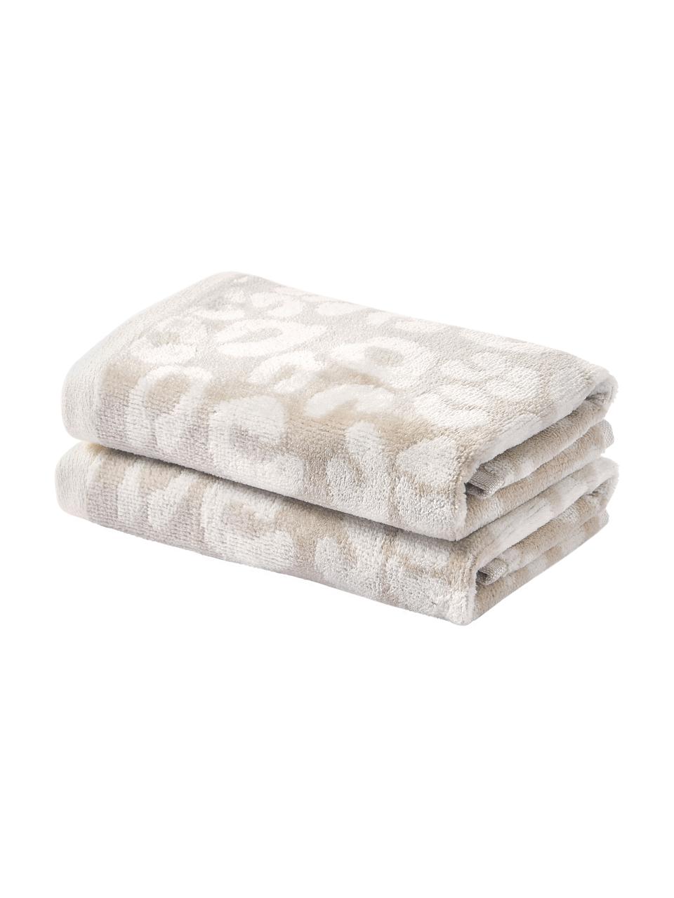 Asciugamano in diverse misure Leo, Tonalità beige, Asciugamano per ospiti XS, Larg. 30 x Lung. 50 cm, 2 pz