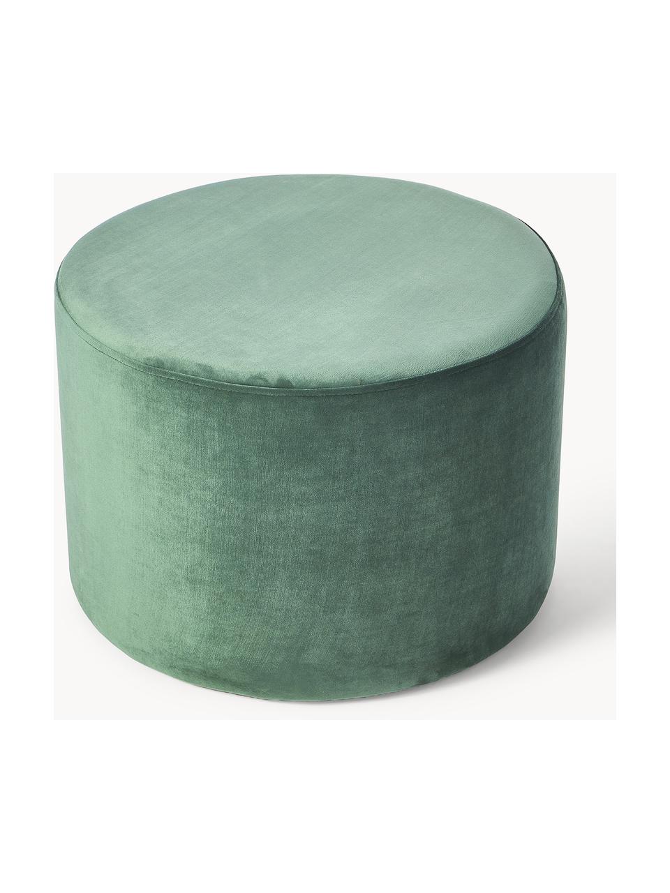 Pouf in velluto Daisy, Rivestimento: velluto (poliestere) Con , Struttura: compensato, Velluto verde salvia, Ø 54 x Alt. 38 cm