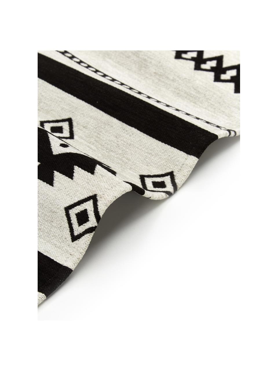 Kelim vloerkleed Afar met ethnopatroon en kwastjes, Katoen, polyester, Zwart, B 80 x L 150 cm (maat XS)