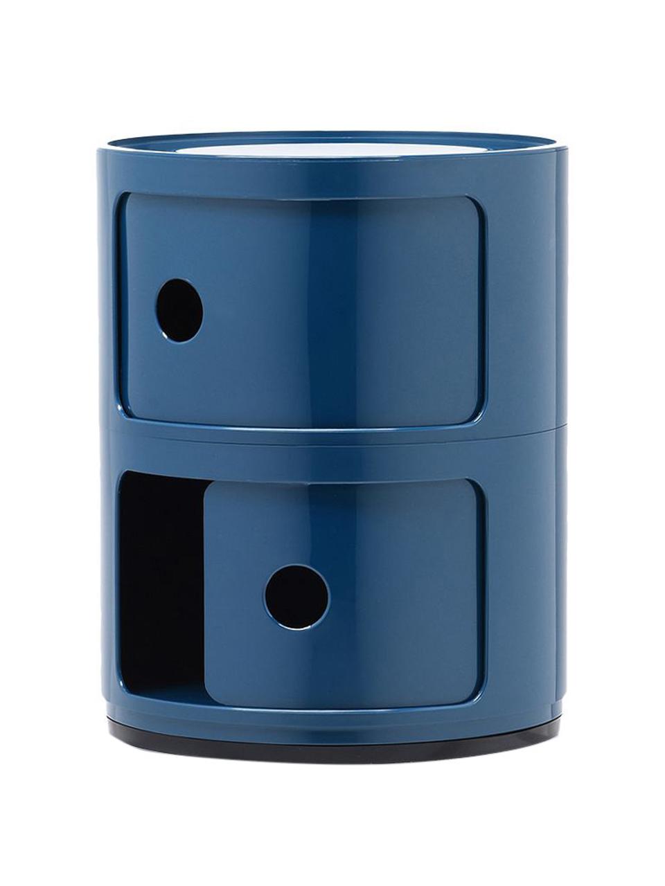 Contenitore di design con 3 cassetti Componibili, Plastica certificata Greenguard, Blu lucido, Ø 32 x Alt. 40 cm