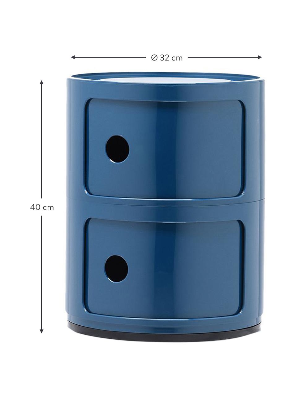 Design container Componibili, 2 modules, Kunststof, Greenguard gecertificeerd, Blauw, glanzend, Ø 32 x H 40 cm