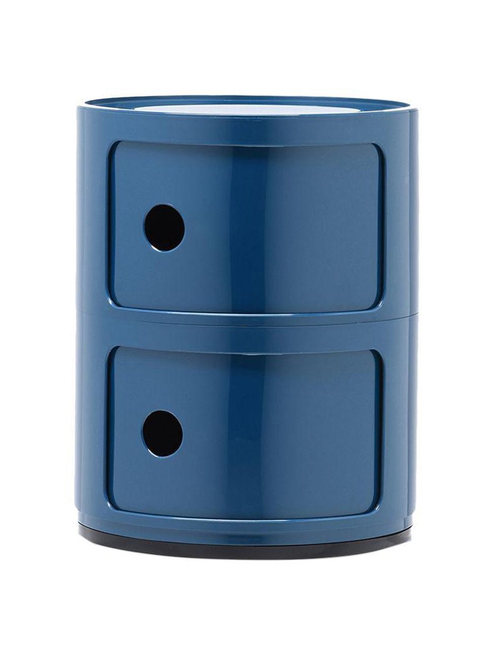 Design Container Componibili, 2 Elemente, Kunststoff, Greenguard-zertifiziert, Blau, glänzend, Ø 32 x H 40 cm