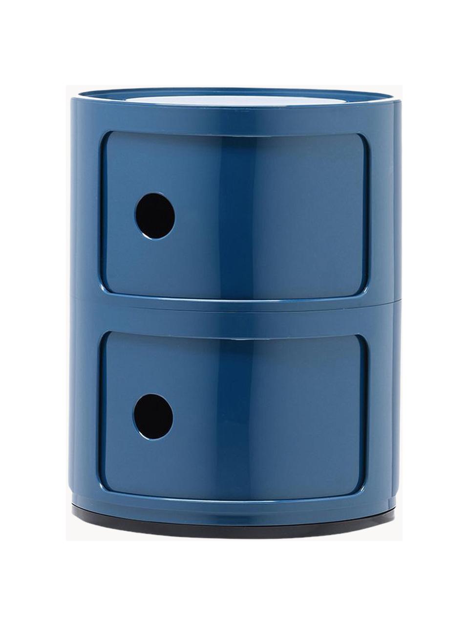 Design container Componibili, 2 modules, Kunststof, Greenguard gecertificeerd, Blauw, glanzend, Ø 32 x H 40 cm