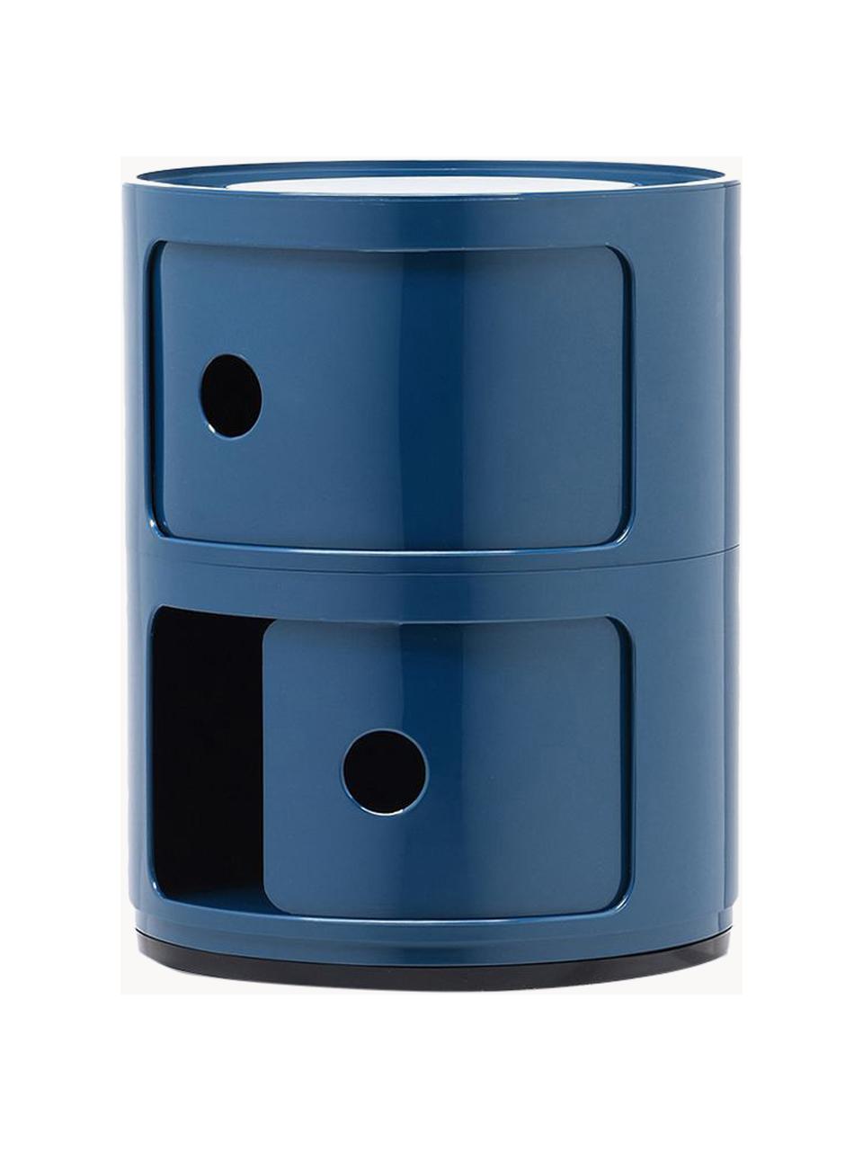 Stolik pomocniczy Componibili, 2 moduły, Tworzywo sztuczne z certyfikatem Greenguard, Niebieski, błyszczący, Ø 32 x W 40 cm