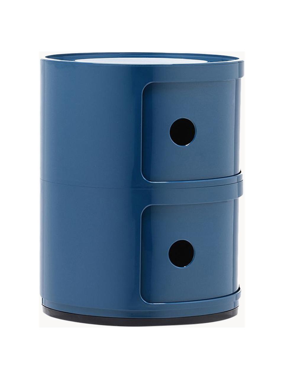 Design Container Componibili, 2 Elemente, Kunststoff (ABS), lackiert, Greenguard-zertifiziert, Graublau, glänzend, Ø 32 x H 40 cm