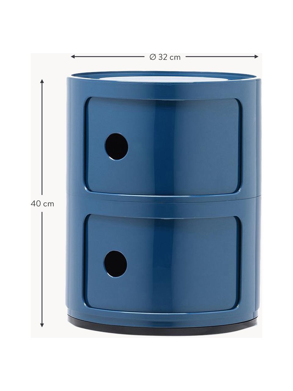 Design Container Componibili, 2 Elemente, Kunststoff (ABS), lackiert, Greenguard-zertifiziert, Graublau, glänzend, Ø 32 x H 40 cm