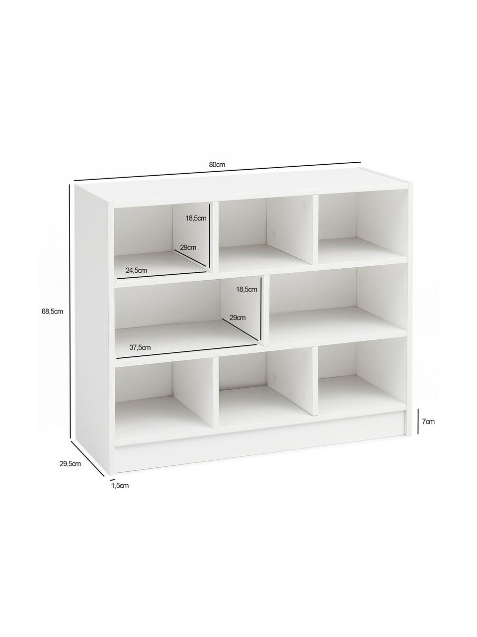 Libreria in bianco opaco Milo, Ripiano: truciolare, rivestimento , Bianco, Larg. 80 x Alt. 69 cm