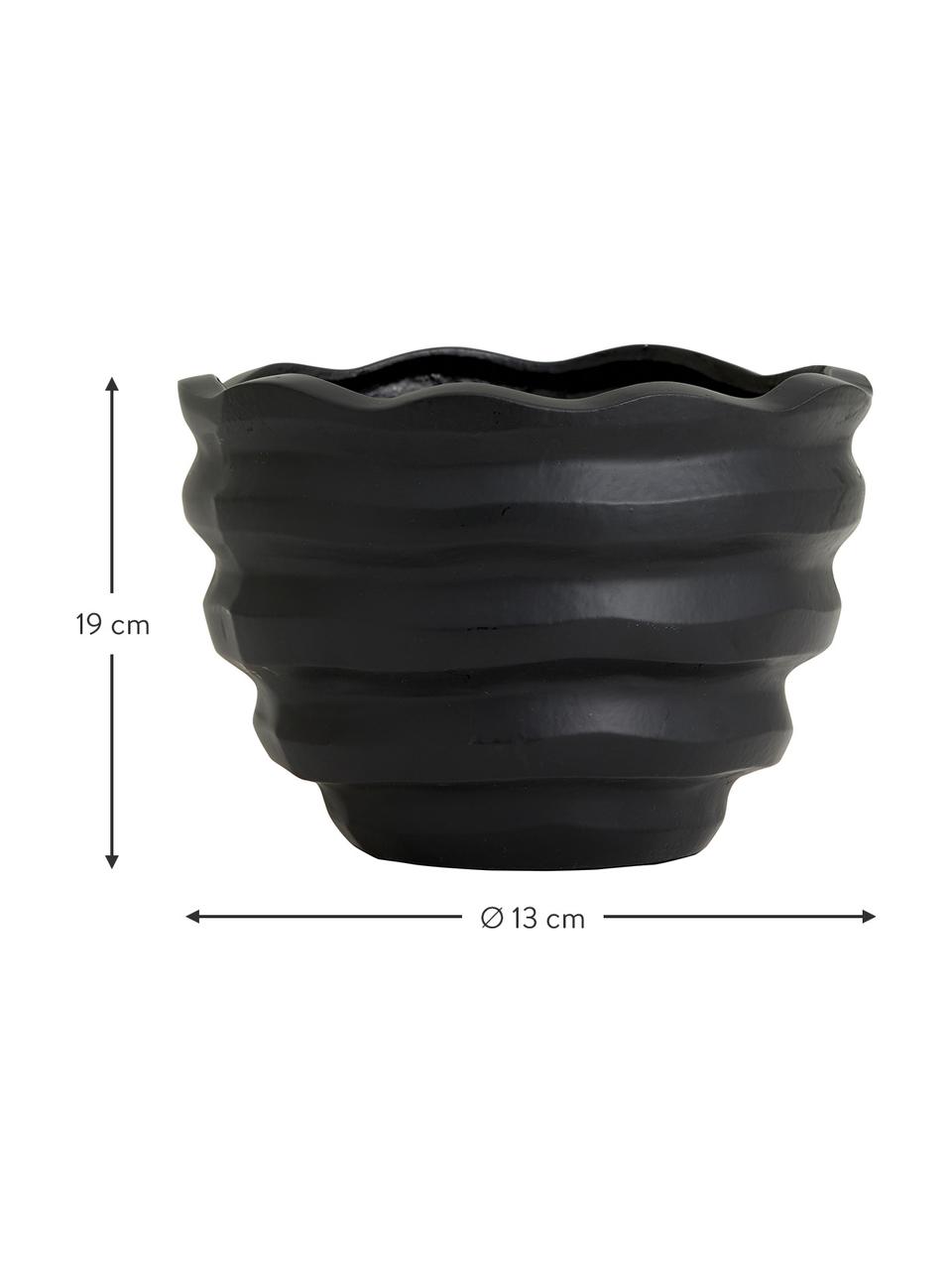 Kovový obal na květináč Kawau, Potažený hliník, Černá, Ø 13 cm, V 19 cm