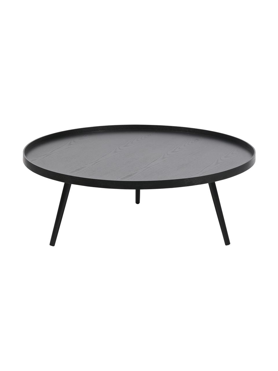 Runder XL-Couchtisch Mesa, Tischplatte: Mitteldichte Holzfaserpla, Beine: Kiefernholz Da Naturmater, Schwarz, Ø 100 cm