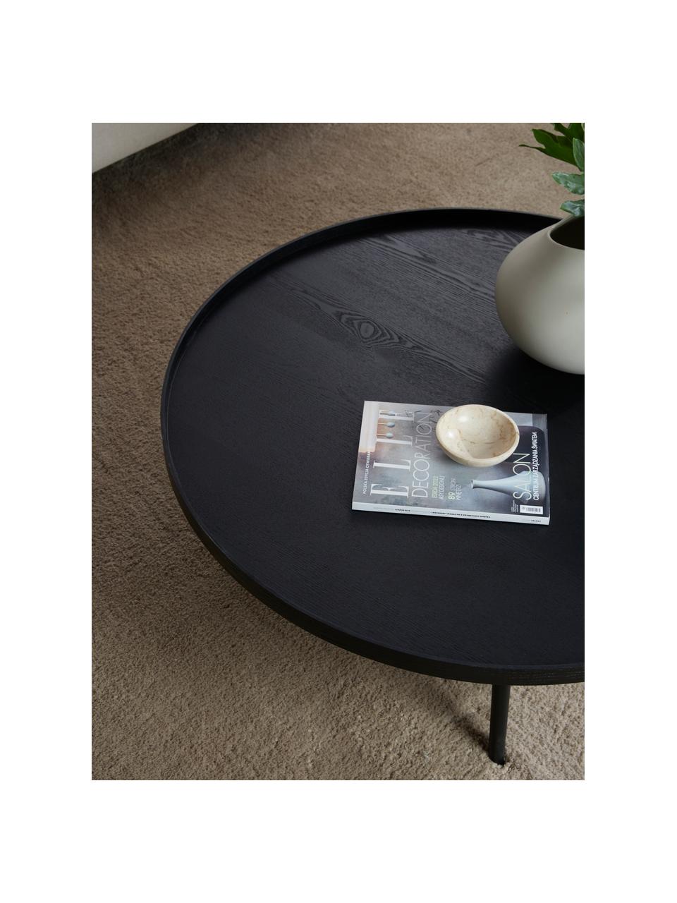 Grande table basse noire Mesa, Bois, noir laqué, Ø 100 x haut. 36 cm