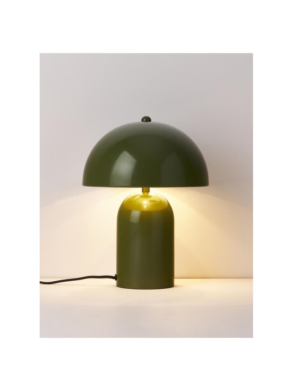 Kleine Retro-Tischlampe Walter, Lampenschirm: Metall, pulverbeschichtet, Grün, glänzend, Ø 25 x H 34 cm