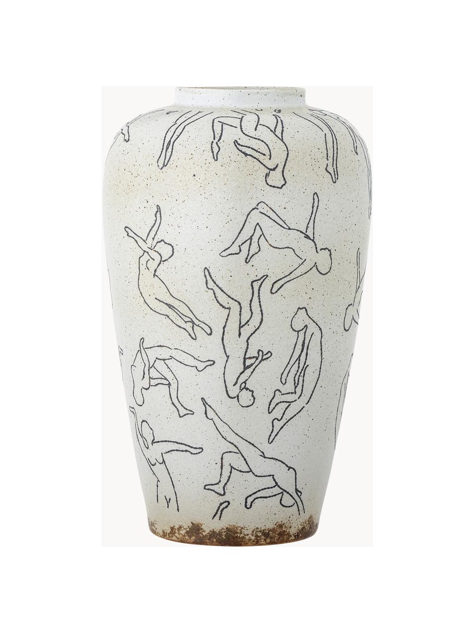 Vase Adah, haut. 34 cm, Grès cérame, Blanc cassé, noir, Ø 21 x haut. 34 cm