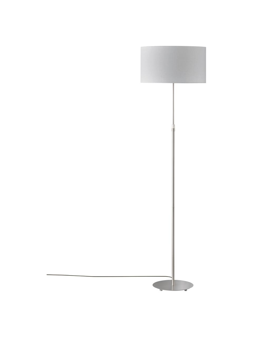 Lámpara de lectura Pina, estilo clásico, Pantalla: tela (chintz), Cable: cubierto en tela, Gris claro, plateado, Ø 40 x Al 150 cm