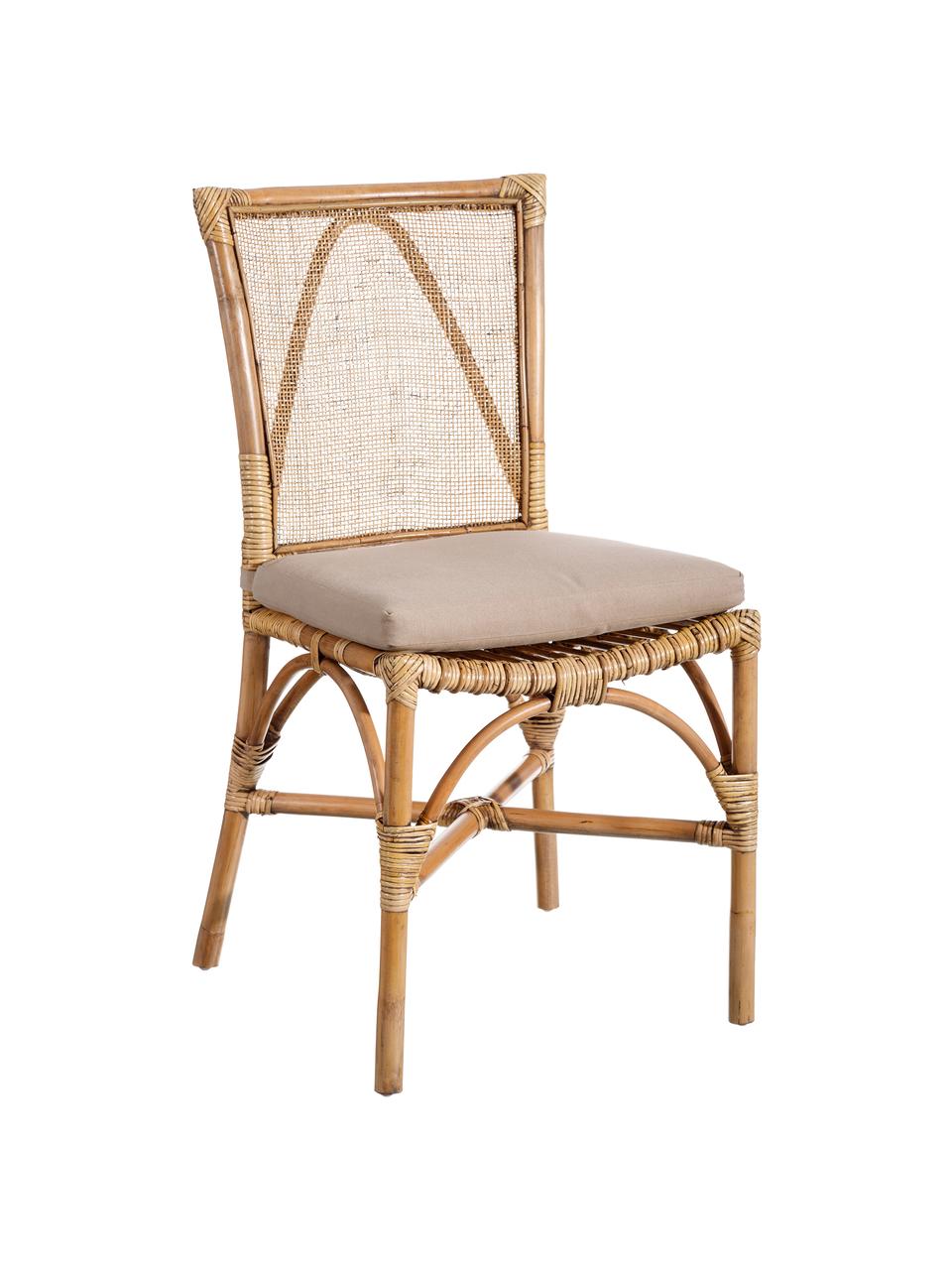 Sedia in rattan Natural, Rivestimento: poliestere, Marrone, Larg. 54 x Prof. 46 cm