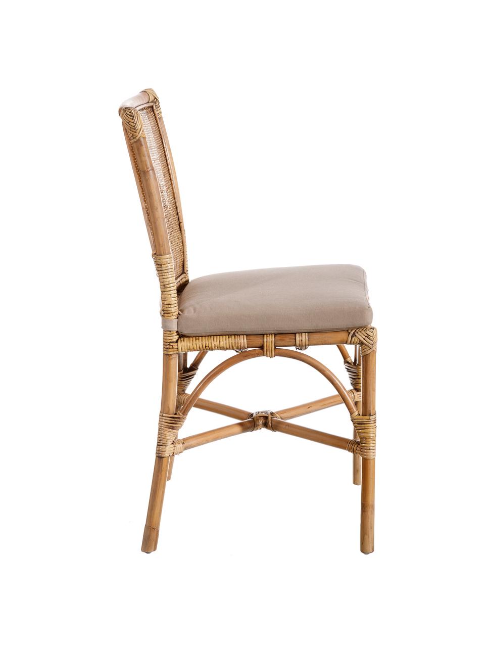 Krzesło z rattanu Natural, Tapicerka: poliester, Brązowy, S 54 x G 46 cm