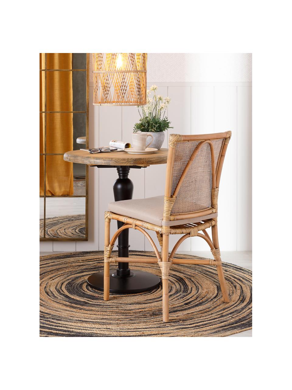 Sedia in rattan Natural, Rivestimento: poliestere, Marrone, Larg. 54 x Prof. 46 cm