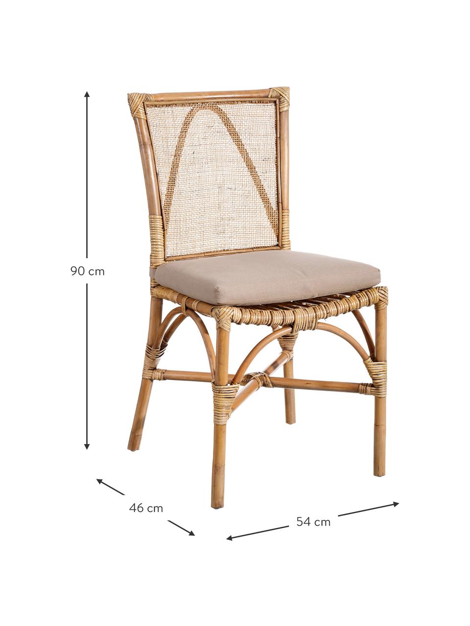 Sedia in rattan Natural, Rivestimento: poliestere, Marrone, Larg. 54 x Prof. 46 cm