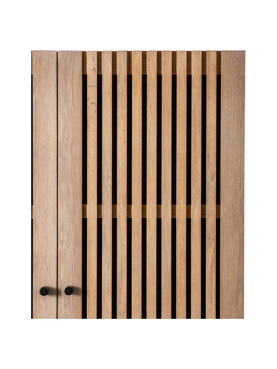 Holz-Highboard Okayama, Korpus: Mitteldichte Holzfaserpla, Eichenholz, Schwarz, B 86 x H 160 cm