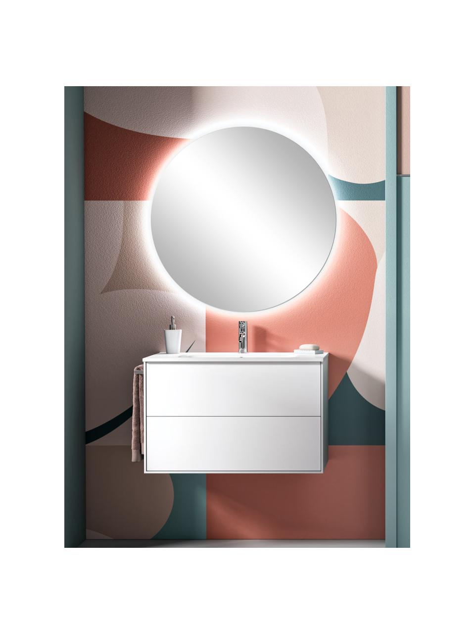 Waschtisch-Set Ago, verschiedene Größen, 4-tlg., Spiegelfläche: Spiegelglas, Rückseite: ABS-Kunststoff, Weiß, B 81 x H 190 cm