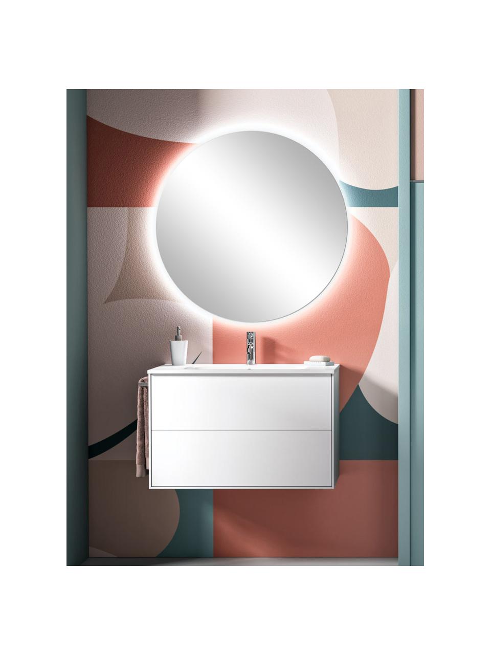 Set lavabo in varie misure Ago 4 pz, Superficie dello specchio: lastra di vetro, Bianco, Larg. 81 x Alt. 190 cm