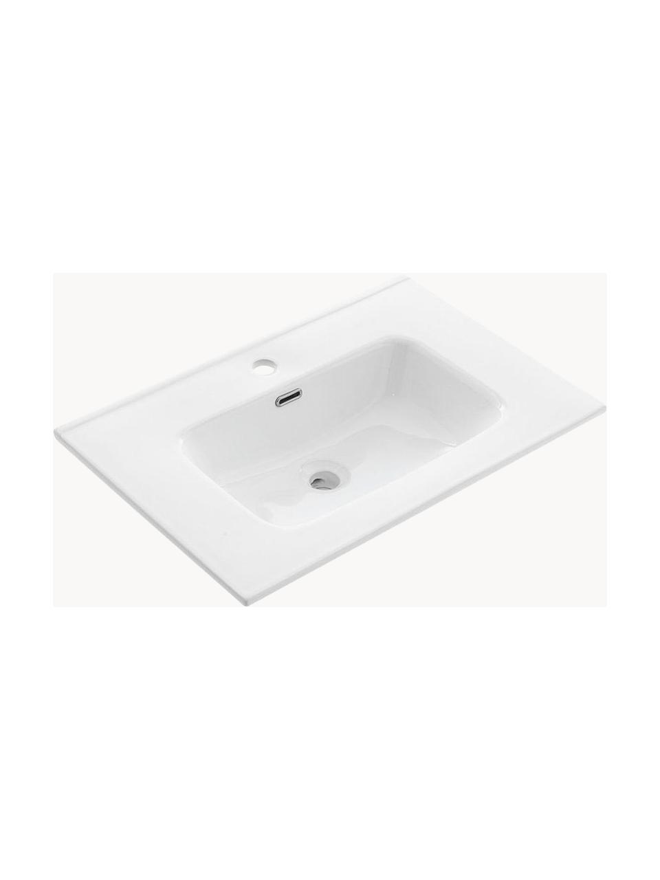 Set lavabo in varie misure Ago 4 pz, Superficie dello specchio: lastra di vetro, Bianco, Larg. 81 x Alt. 190 cm