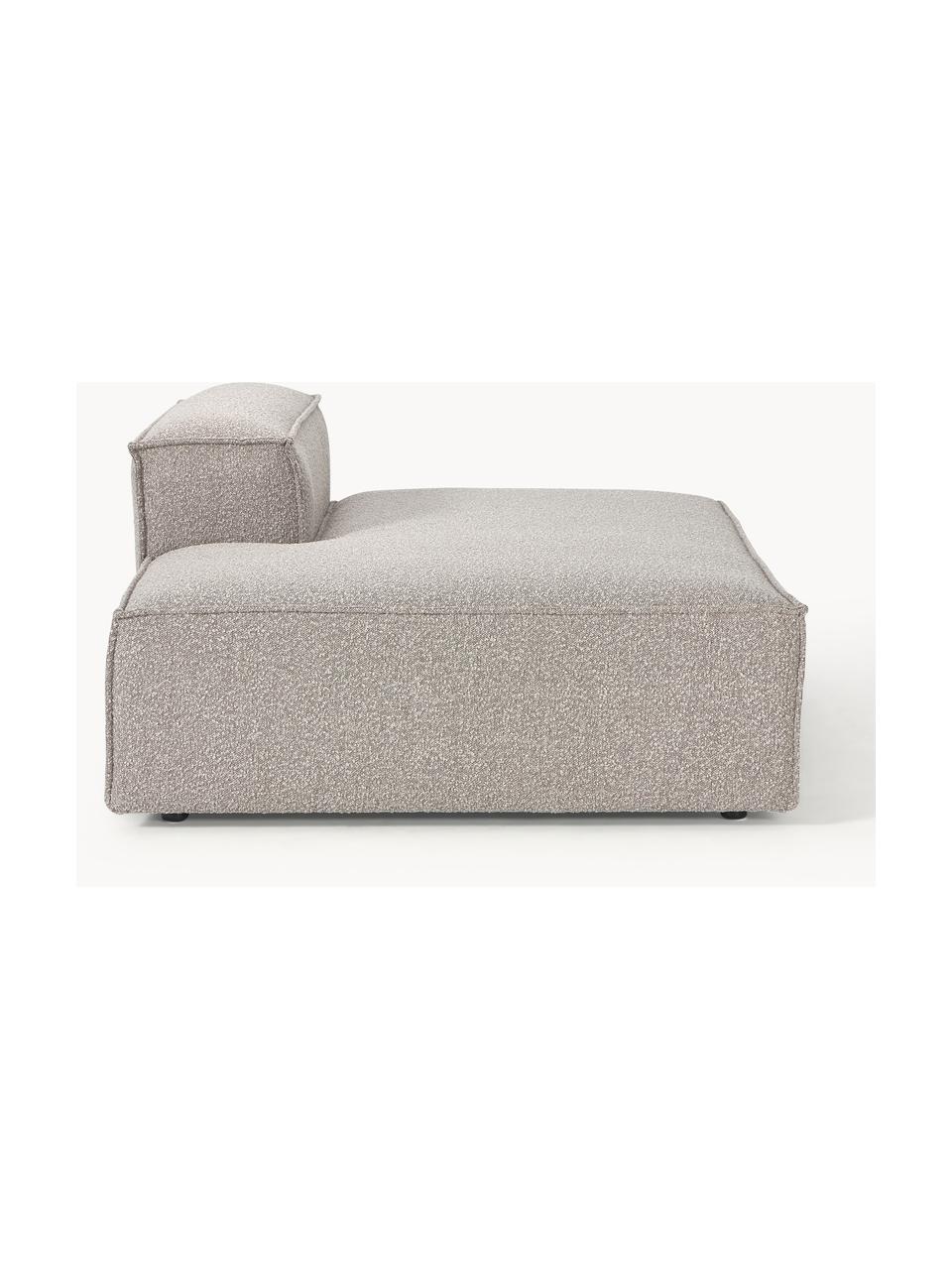 Diván modular en tejido bouclé Lennon, Tapizado: tejido bouclé (100% polié, Estructura: madera contrachapada de p, Patas: plástico Este producto es, Bouclé gris pardo, An 150 x F 123 cm, respaldo derecho