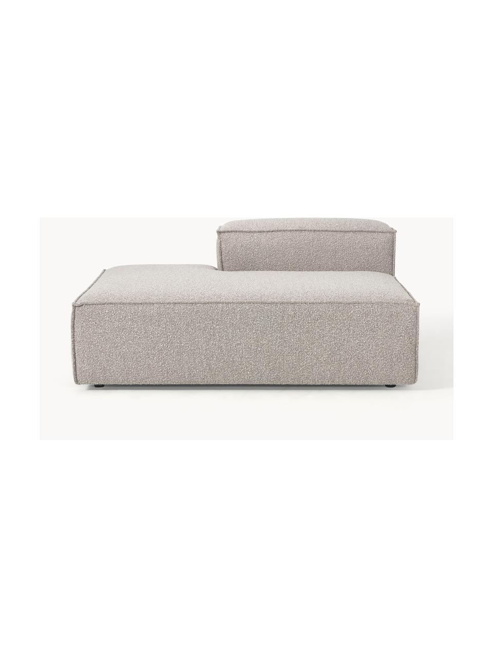 Modulo chaise longue in bouclé Lennon, Rivestimento: bouclé (100% poliestere) , Struttura: legno di pino massiccio, , Piedini: plastica Questo prodotto , Bouclé taupe, Larg. 150 x Prof. 119 cm, schienale a destra