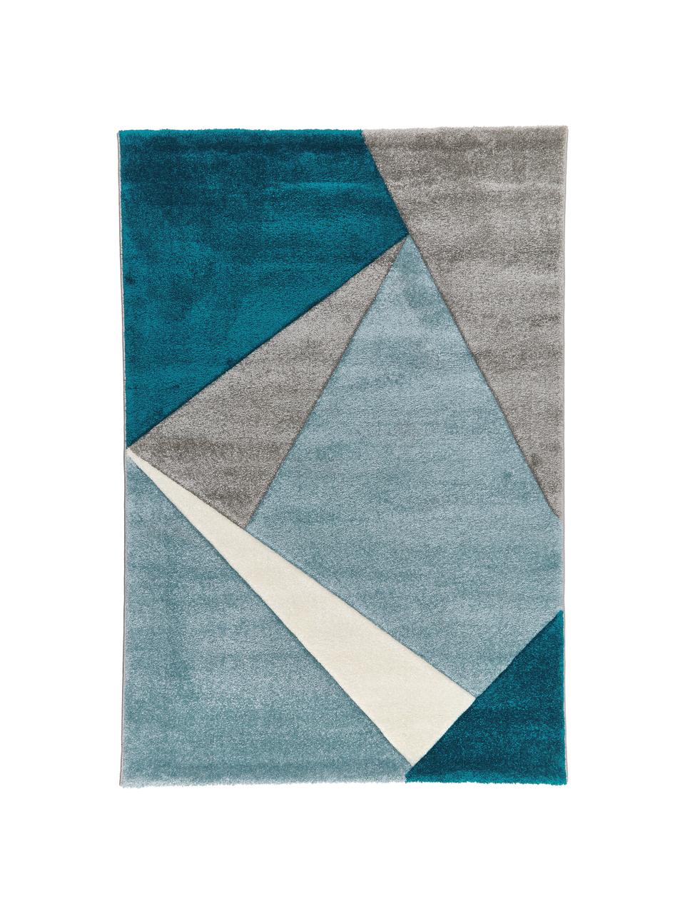 Teppich My Broadway mit geometrischem Muster in Beige-Blau, Flor: 100% Polypropylen, Blautöne, Beige, Creme, B 200 x L 290 cm (Größe L)
