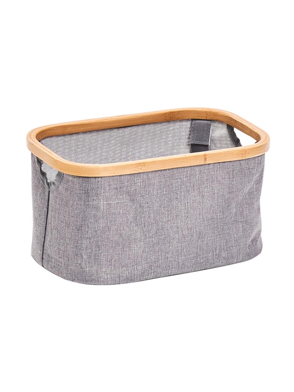 Aufbewahrungskorb Appa, Korb: Polyester, Gestell: Bambus, Grau, Beige, B 30 x H 16 cm