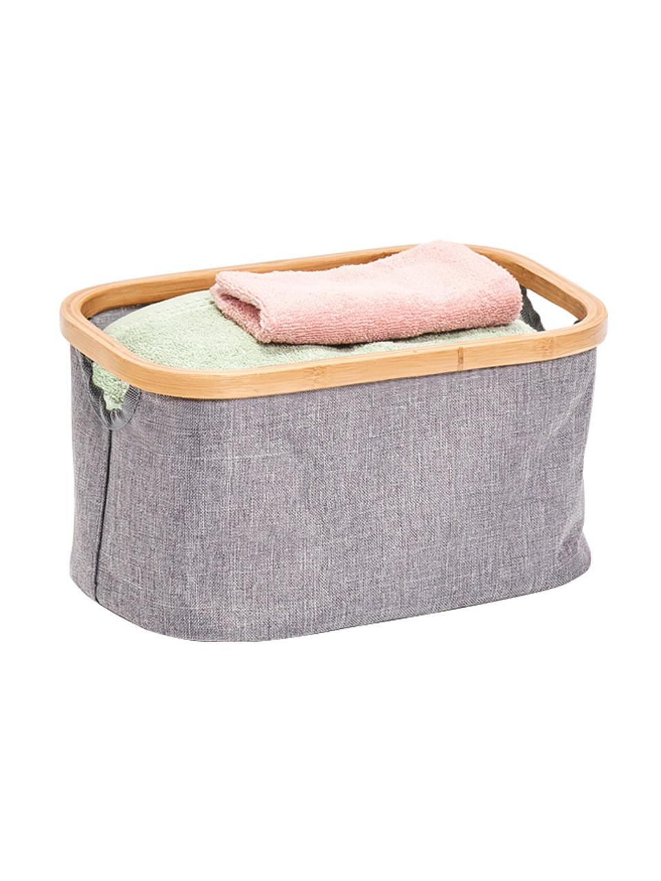 Aufbewahrungskorb Appa, Korb: Polyester, Gestell: Bambus, Grau, Beige, B 30 x H 16 cm