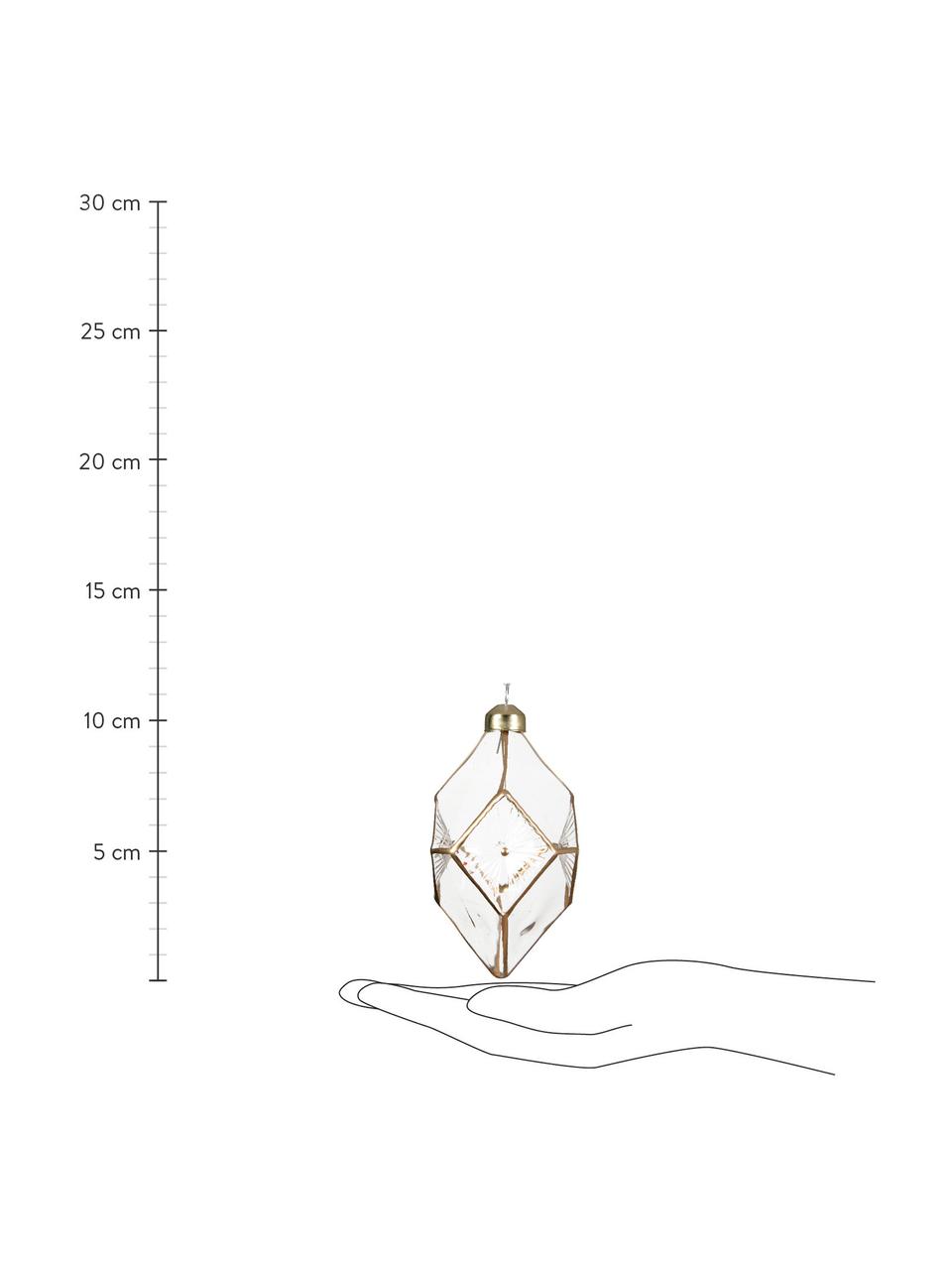 Sada ozdob na vánoční stromeček se zlatým dekorem Pike, 12 dílů, Sklo, Transparentní, zlatá, Ø 6 cm, V 12 cm