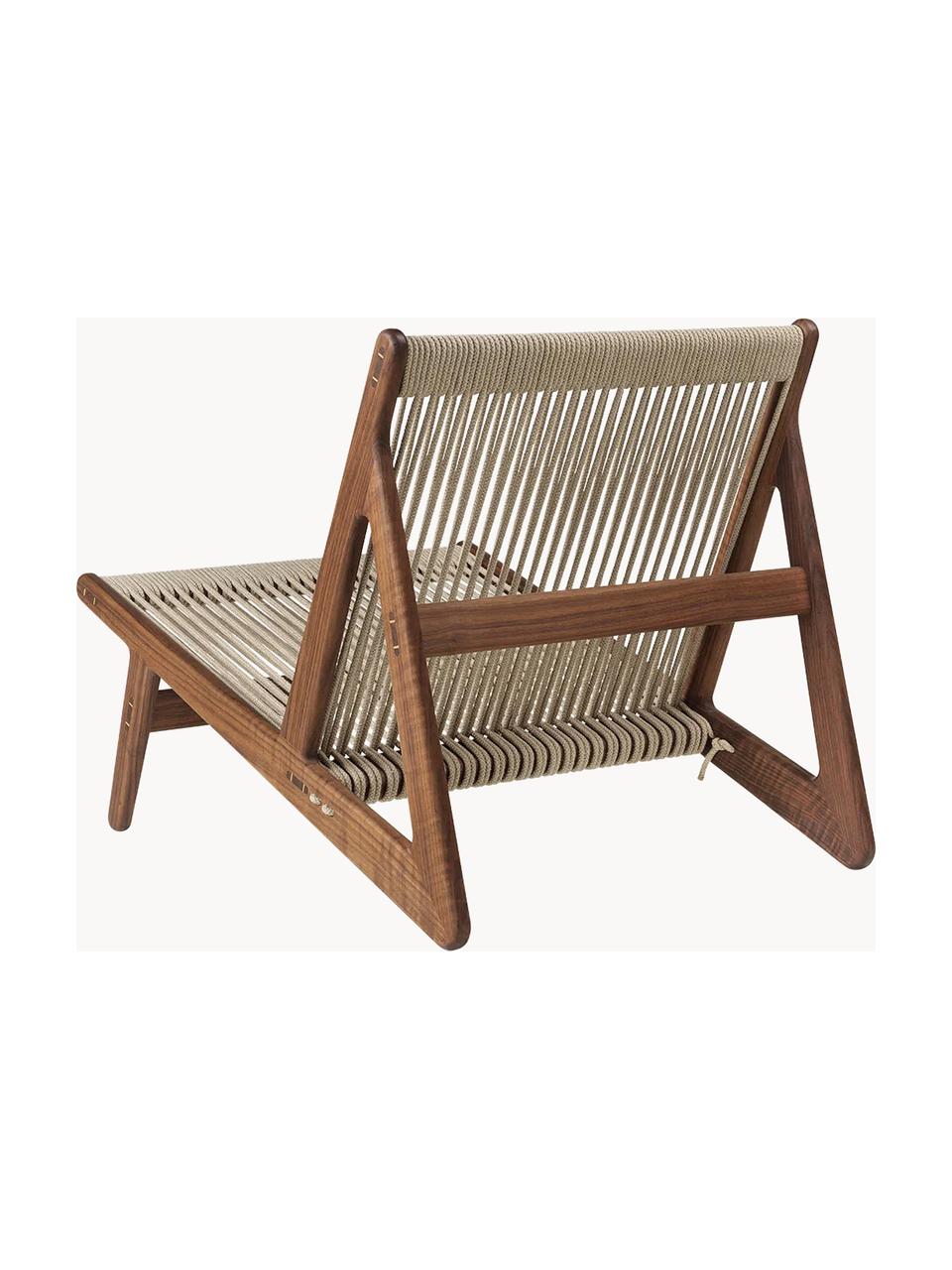 Fotel wypoczynkowy z drewna orzecha włoskiego MR01 Initial, Stelaż: drewno orzecha włoskiego , Drewno orzecha włoskiego, jasny beżowy, S 65 x G 88 cm