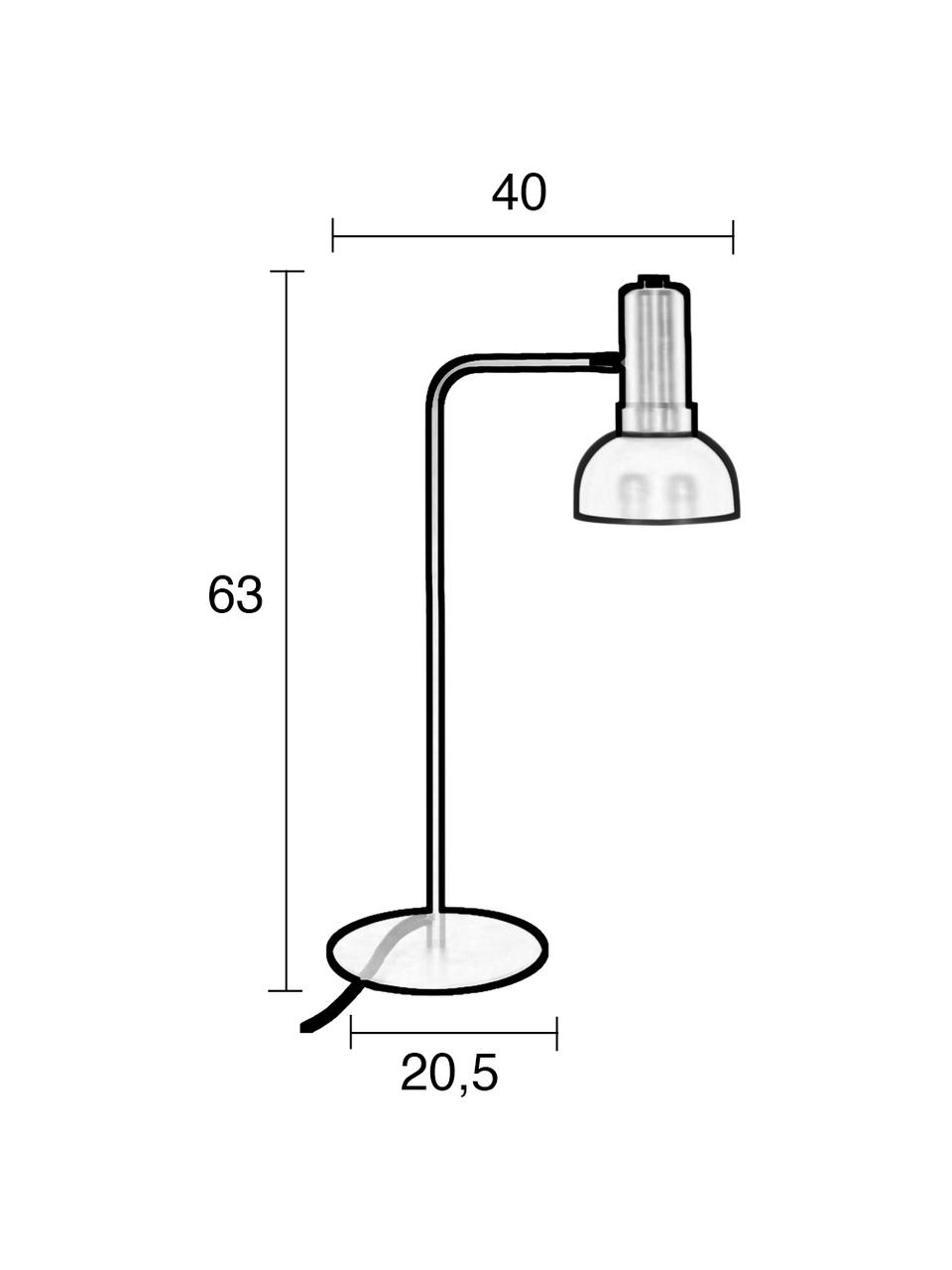 Grosse Schreibtischlampe Charlie, Lampenschirm: Metall, beschichtet, Grau, Rosa, 21 x 63 cm