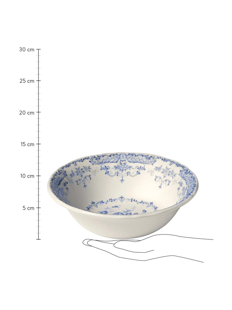 Salátová mísa s květinovým vzorem Rose, Ø 24 cm, Keramika, Bílá, modrá, Ø 24 cm, V 8 cm