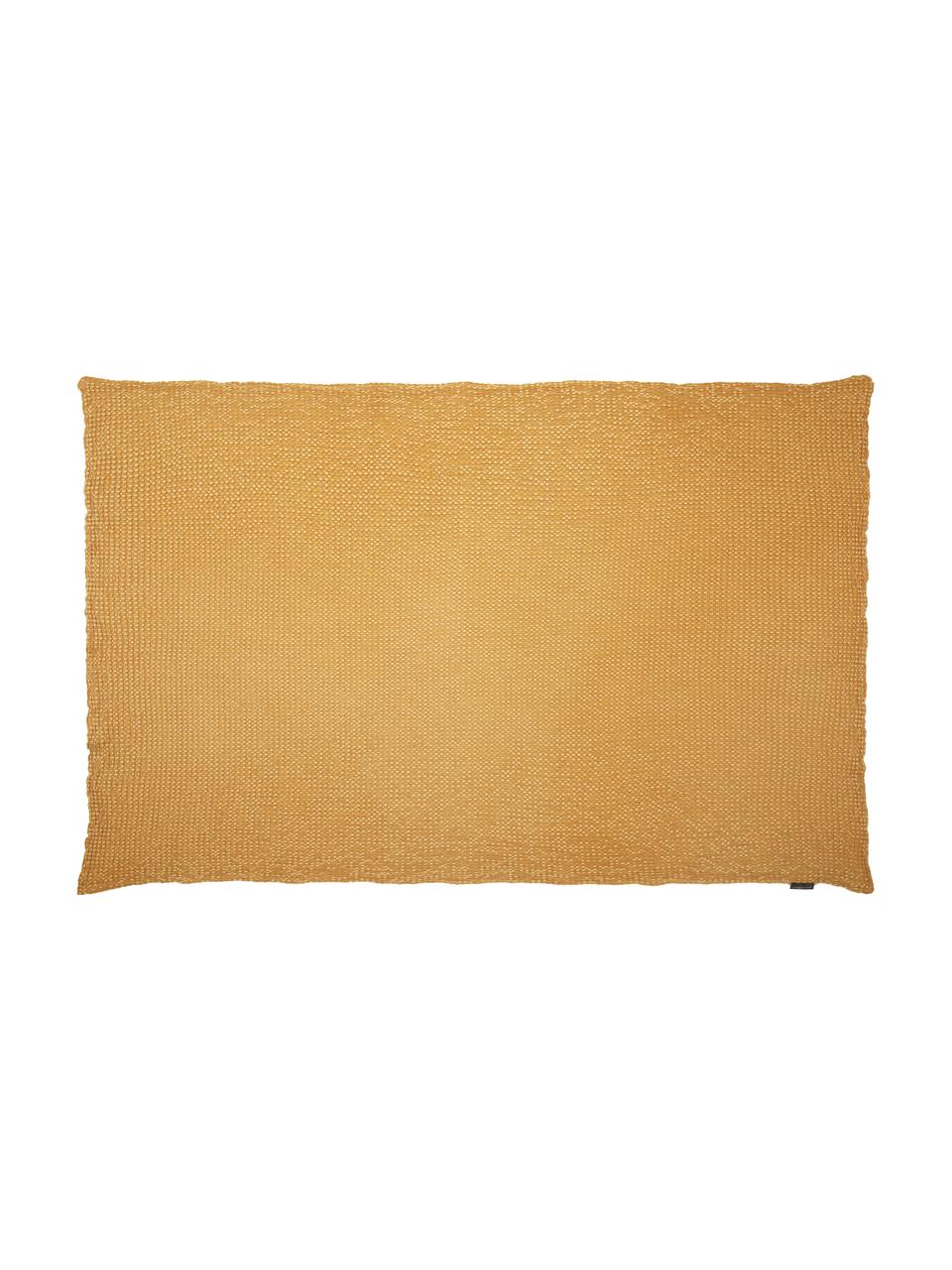 Baumwoll-Plaid Vigo in Goldgelb mit strukturierter Oberfläche, 100% Baumwolle, Goldgelb, 140 x 200 cm