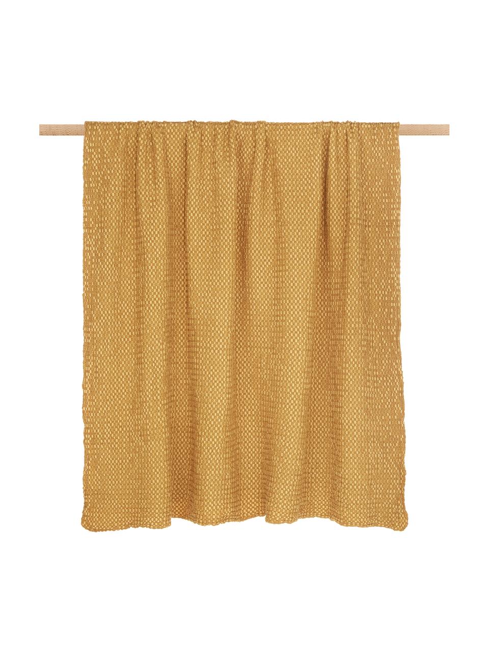 Manta de algodón Vigo, 100% algodón, Amarillo dorado, An 140 x L 200 cm