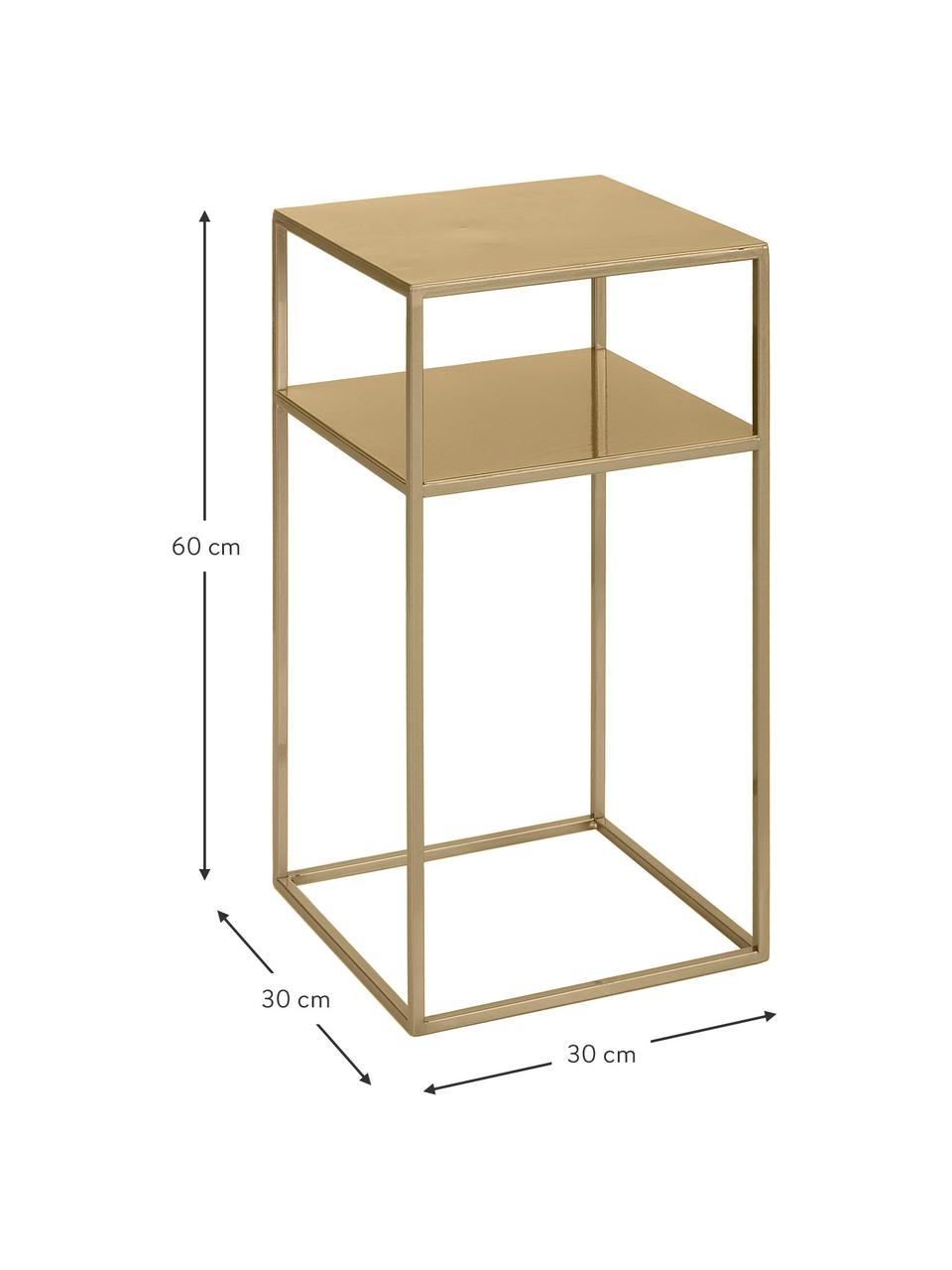 Stolik pomocniczy z metalu Tensio, Metal malowany proszkowo, Odcienie mosiądzu, S 30 x G 30 cm