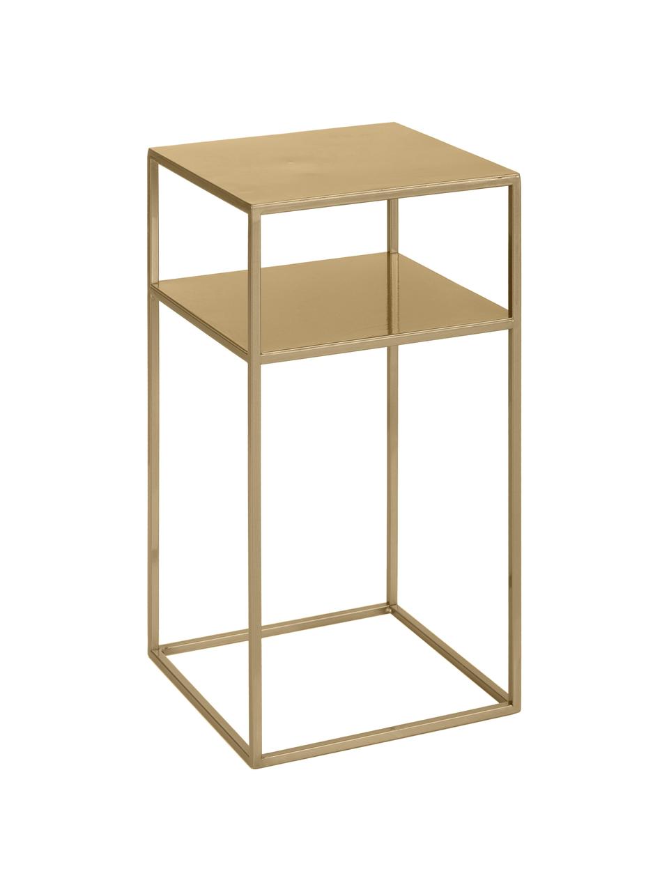Stolik pomocniczy z metalu Tensio, Metal malowany proszkowo, Odcienie mosiądzu, S 30 x G 30 cm