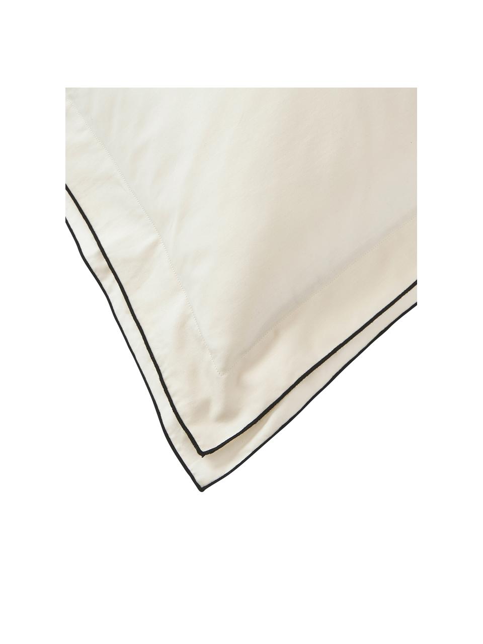 Baumwollsatin-Kopfkissenbezug Carlotta, Webart: Satin Fadendichte 300 TC,, Cremeweiß, Schwarz, B 40 x L 80 cm