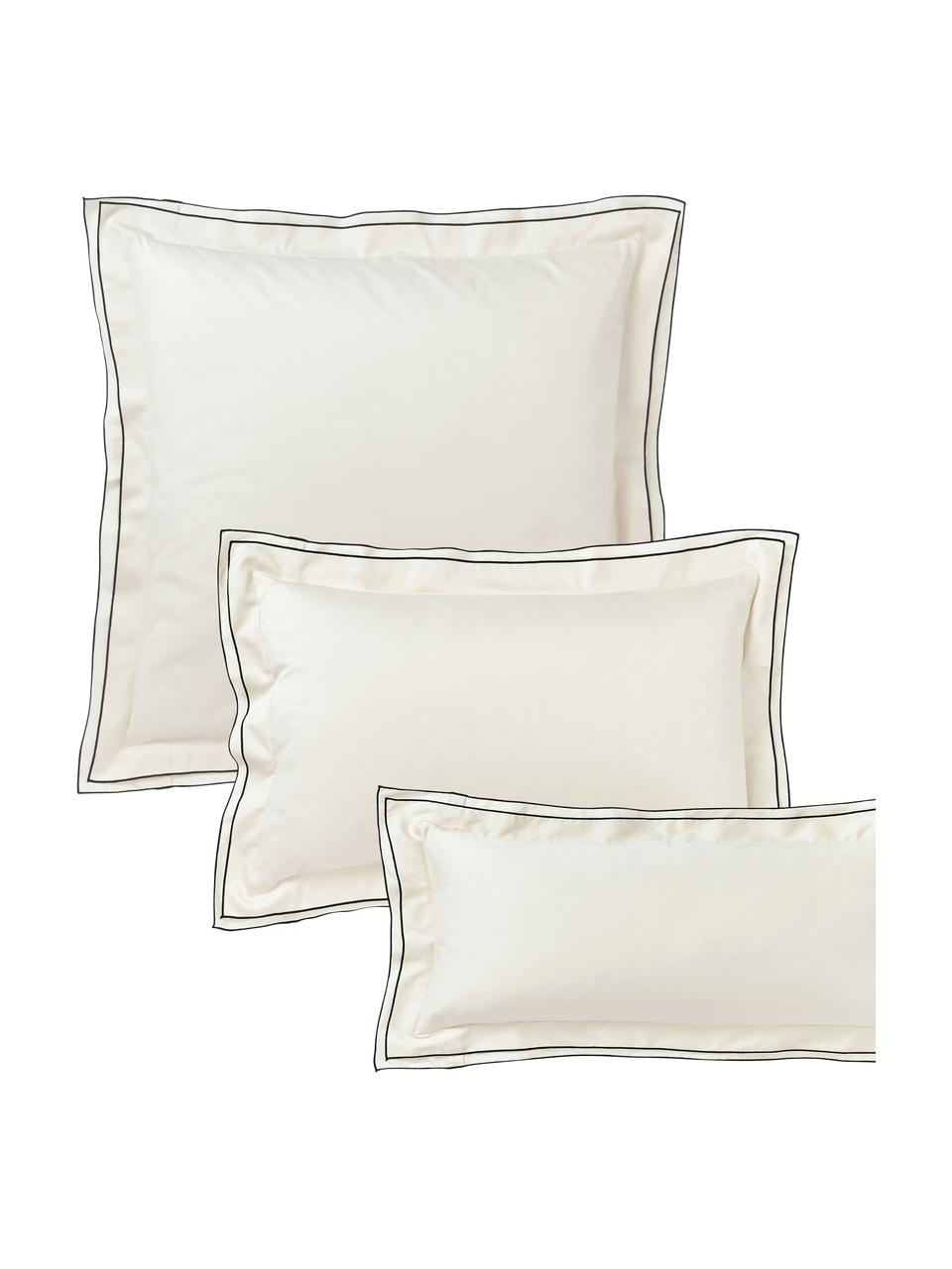 Baumwollsatin-Kopfkissenbezug Carlotta, Webart: Satin Fadendichte 300 TC,, Cremeweiß, Schwarz, B 40 x L 80 cm