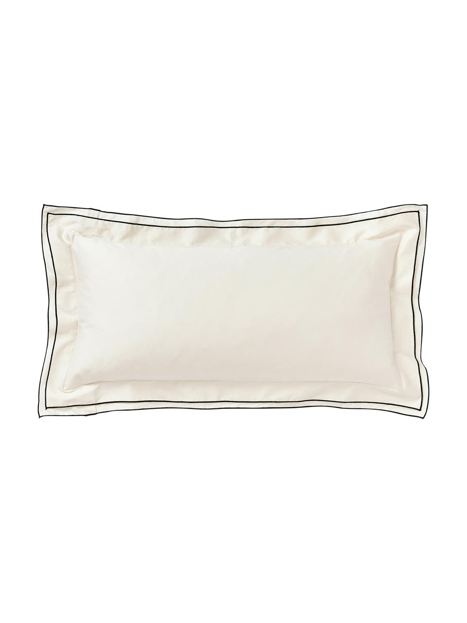 Povlak na polštář z bavlněného saténu Carlotta, Krémově bílá, černá, Š 40 cm, D 80 cm