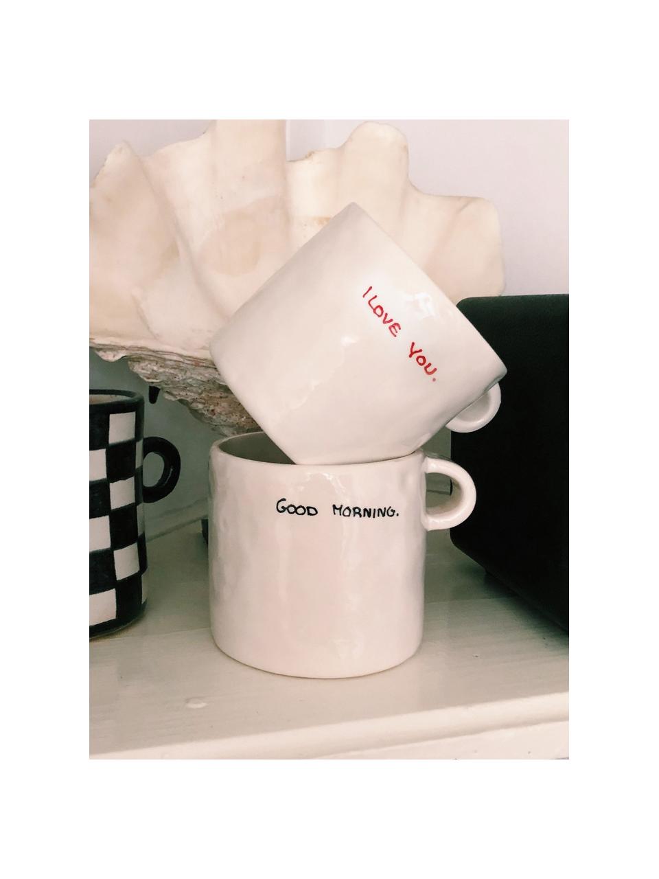 Handbemalte Tasse Good Morning, Steingut, Good Morning, Ø 10 x H 9 cm, 500 ml