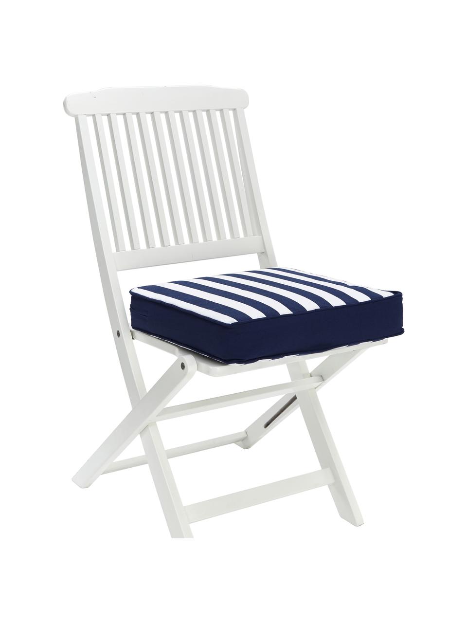 Cuscino sedia alto a righe color blu scuro/bianco Timon, Rivestimento: 100% cotone, Blu, Larg. 40 x Lung. 40 cm