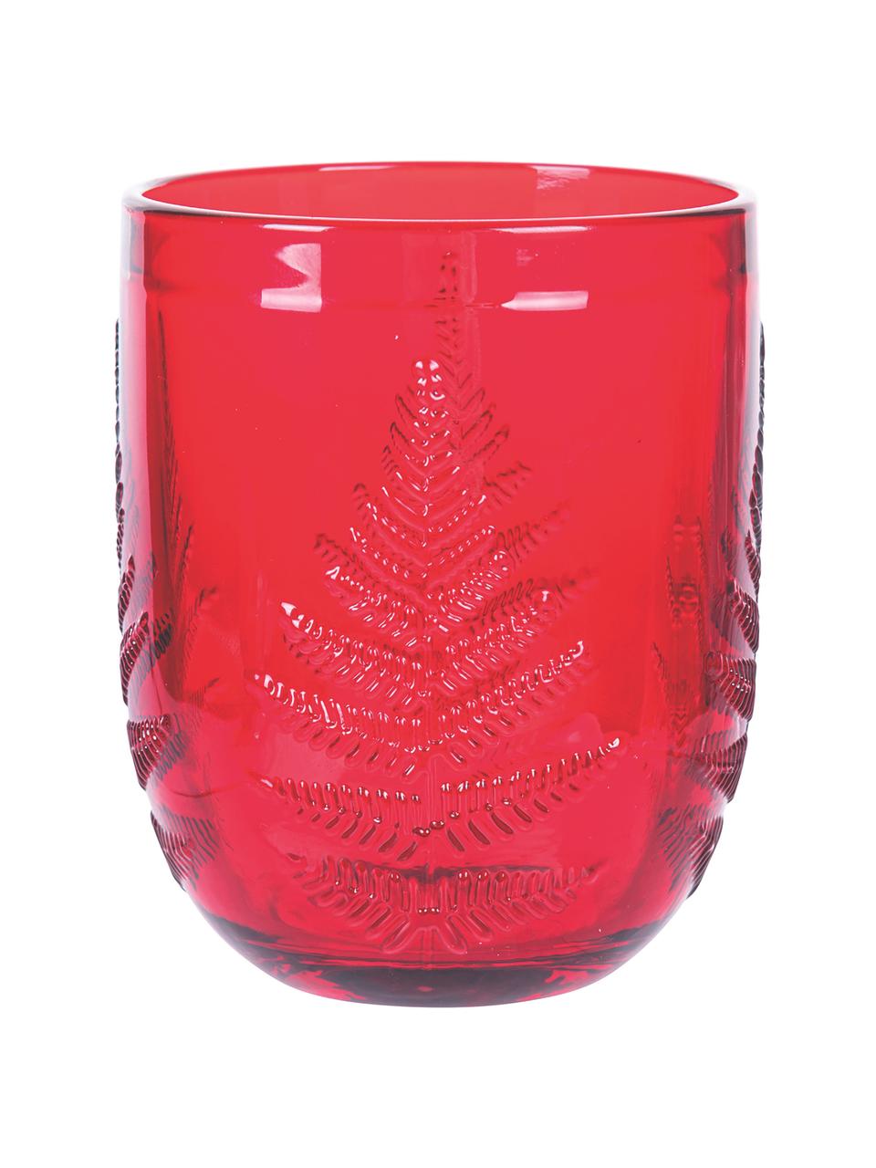 Vasos con relieves navideños Aspen, 6 uds., Vidrio, Rojo, Ø 8 x Al 10 cm, 250 ml