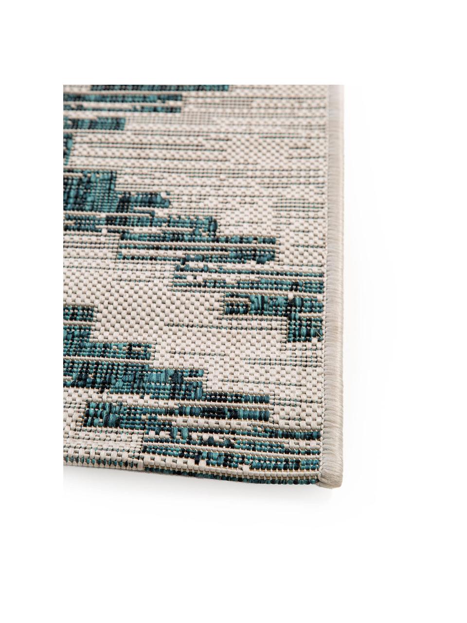 In- & outdoor vloerkleed Cleo, 100% polypropyleen, Off White, turquoise, B 80 x L 150 cm (maat XS)