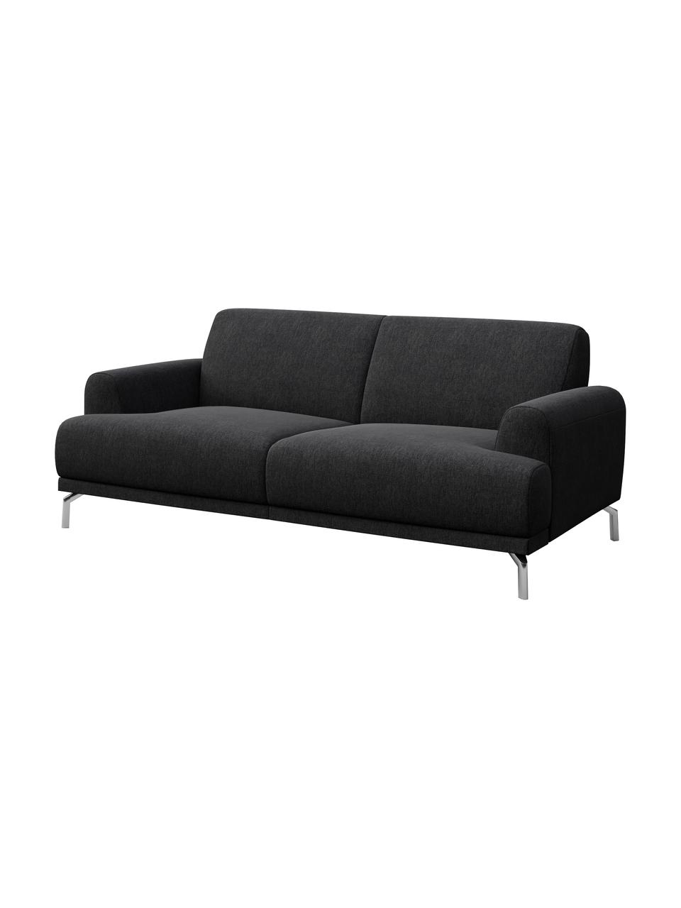 Sofa Puzo (2-osobowa), Tapicerka: 100% poliester, Nogi: metal lakierowany, Ciemny szary, S 170 x G 84 cm