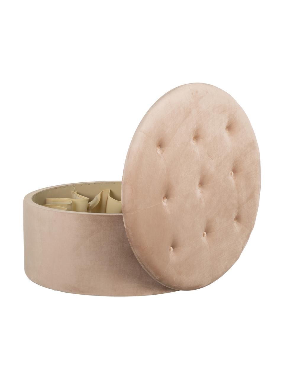 Pouf contenitore in velluto Bina, Rivestimento: poliestere (velluto), Beige, Ø 90 x Alt. 40 cm