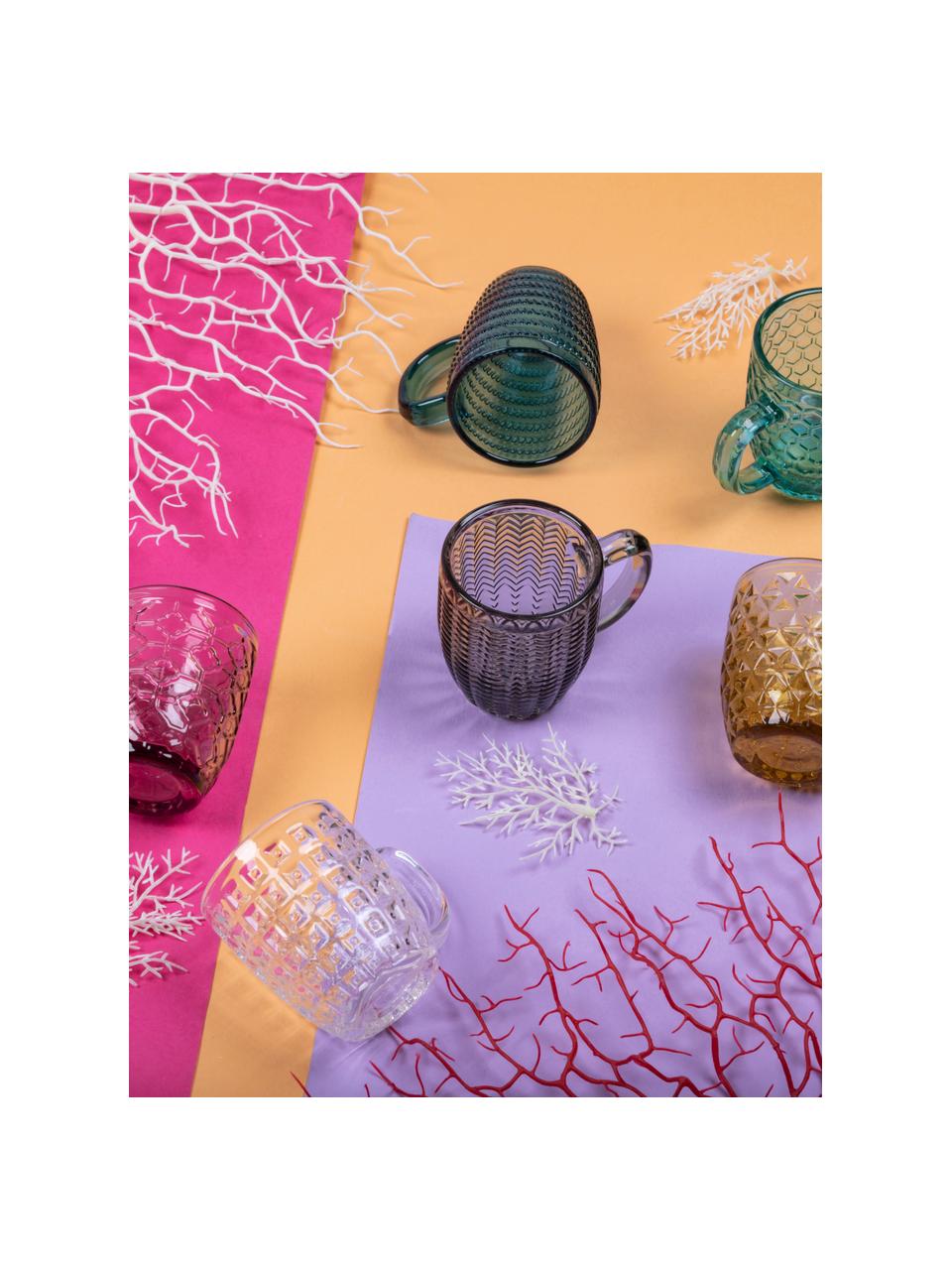 Tasses à expresso avec embossage décoratif Geometrie, 6 élém., Verre, Multicolore, Ø 6 x haut. 7 cm, 90 ml