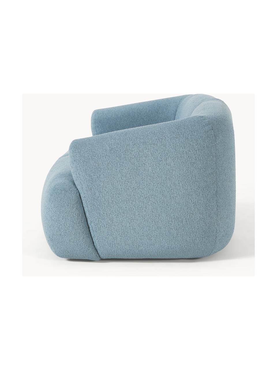 Sofa modułowa Bouclé Sofia (2-osobowa), Tapicerka: Bouclé (100% poliester) D, Stelaż: drewno świerkowe, płyta w, Nogi: tworzywo sztuczne Ten pro, Niebieski Bouclé, S 190 x G 103 cm