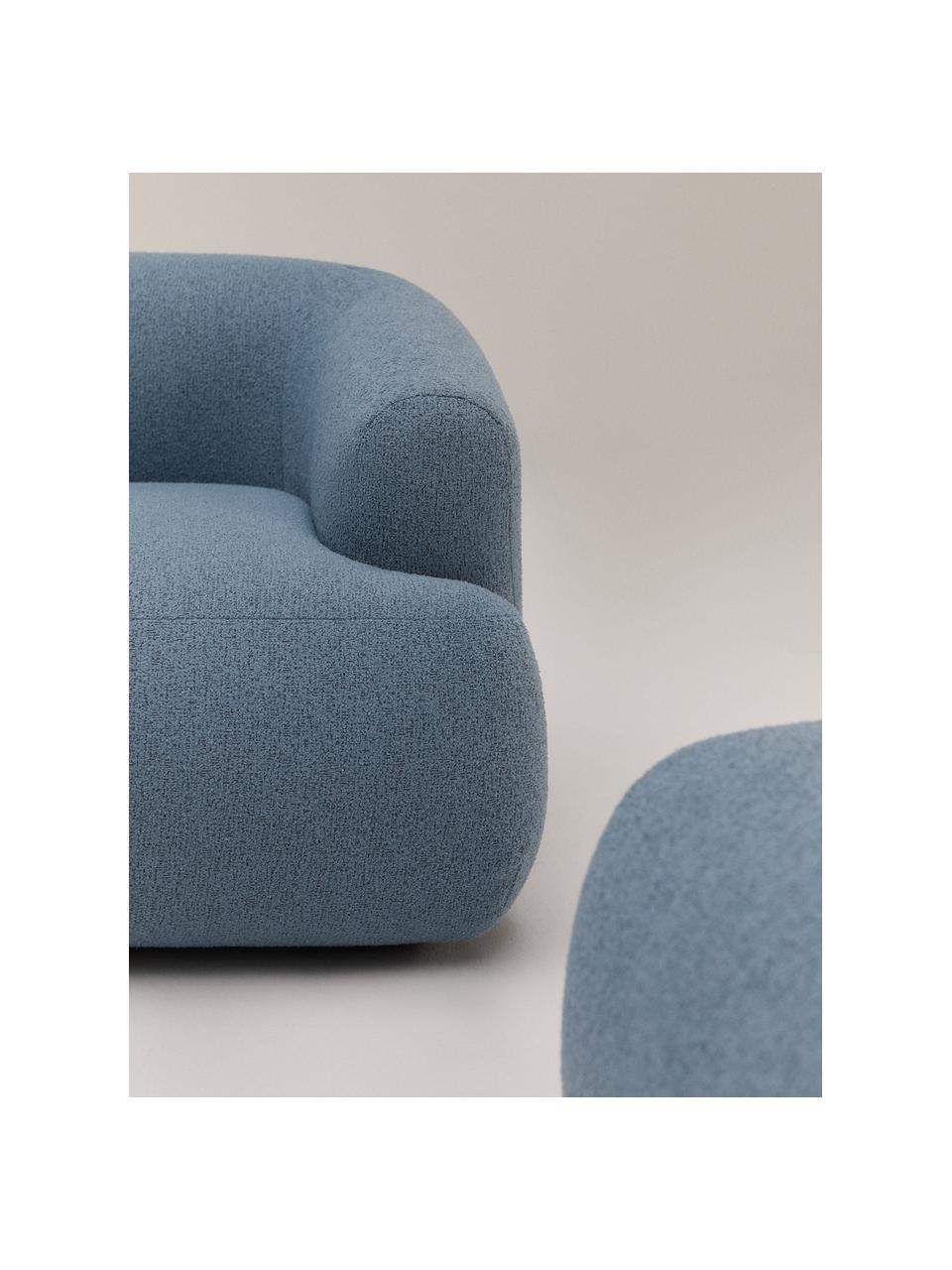 Modulaire bouclé bank Sofia (2-zits), Bekleding: bouclé (100% polyester) M, Frame: sparrenhout, spaanplaat, , Poten: kunststof Dit product is , Bouclé blauw, B 190 x D 103 cm